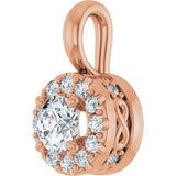 14K Gold Round Natural Diamond Halo-Style Pendant – 3/8 CTW - Rose Gold - view 2