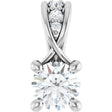 14K Gold Round Natural Diamond Accented Pendant – 1/4 CTW - White Gold