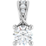 14K Gold Round Natural Diamond Accented Pendant – 1/4 CTW - White Gold