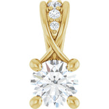14K Gold Round Natural Diamond Accented Pendant – 1/4 CTW - Yellow Gold