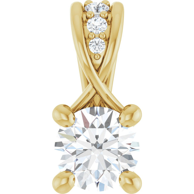 14K Gold Round Natural Diamond Accented Pendant – 1/4 CTW - Yellow Gold