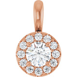 14K Gold Round Natural Diamond Halo-Style Pendant – 3/8 CTW - Rose Gold