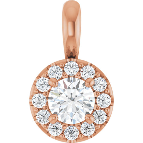 14K Gold Round Natural Diamond Halo-Style Pendant – 3/8 CTW - Rose Gold