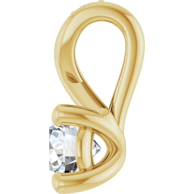 14K Gold Round Lab-Grown Diamond Accented Pendant - Yellow Gold - view 3