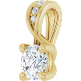 14K Gold Round Natural Diamond Accented Pendant – 1/4 CTW - Yellow Gold - view 2