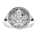 14K Gold Round Natural Diamond Accented Vintage-Inspired Ring - White Gold - view 3