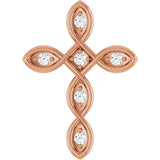 14K Gold Round Natural Diamond Accented Cross Necklace or Pendant – 0.08 CTW - Rose Gold