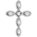14K Gold Round Natural Diamond Accented Cross Necklace or Pendant – 0.08 CTW - White Gold
