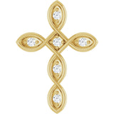 14K Gold Round Natural Diamond Accented Cross Necklace or Pendant – 0.08 CTW - Yellow Gold