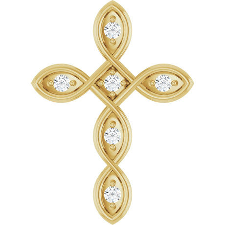 14K Gold Round Natural Diamond Accented Cross Necklace or Pendant – 0.08 CTW - Yellow Gold
