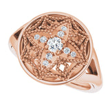 14K Gold Round Natural Diamond Accented Vintage-Inspired Ring - Rose Gold - view 5