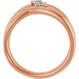 14K Gold Round Natural Diamond Two-Stone Bypass Ring – 3mm Stones - Rose Gold - view 2
