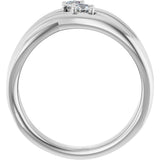 14K Gold Round Natural Diamond Two-Stone Bypass Ring – 3mm Stones - White Gold - view 2