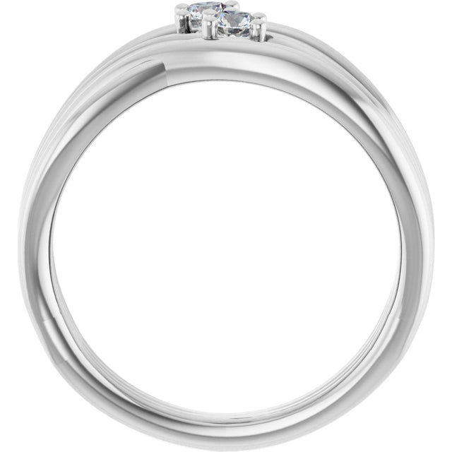Platinum Round Natural Diamond Two-Stone Bypass Ring – 3mm Stones - view 2