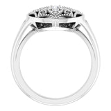 Platinum Round Natural Diamond Accented Vintage-Inspired Ring - view 2