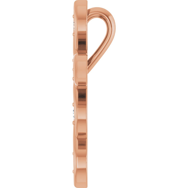 14K Gold Round Natural Diamond Accented Cross Necklace or Pendant – 0.08 CTW - Rose Gold - view 3