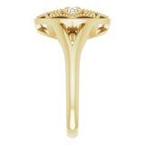 14K Gold Round Natural Diamond Accented Vintage-Inspired Ring - Yellow Gold - view 4