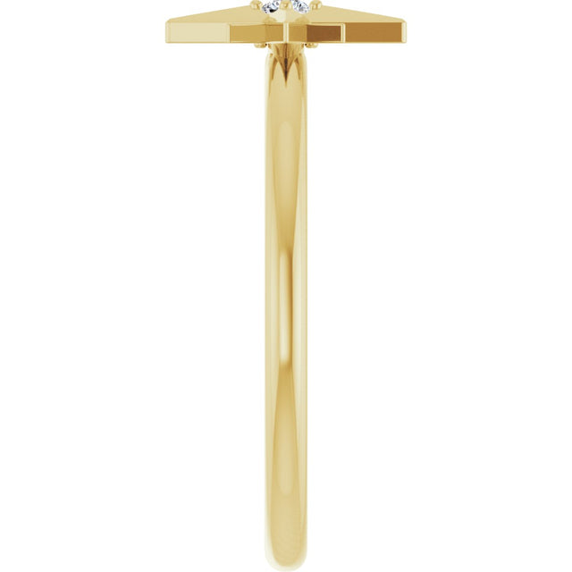14K Gold Round Natural Diamond Accented Star Ring – 2mm Stones - Yellow Gold - view 4