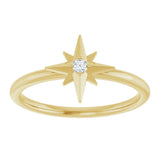 14K Gold Round Natural Diamond Accented Star Ring – 2mm Stones - Yellow Gold - view 3