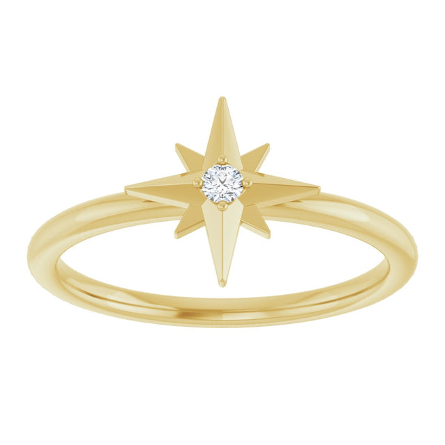 14K Gold Round Natural Diamond Accented Star Ring – 2mm Stones - Yellow Gold - view 3