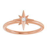 14K Gold Round Natural Diamond Accented Star Ring – 2mm Stones - Rose Gold - view 3