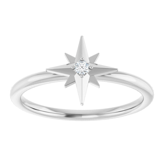Platinum Round Natural Diamond Accented Star Ring – 2mm Stones - view 3