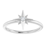 14K Gold Round Natural Diamond Accented Star Ring – 2mm Stones - White Gold - view 3