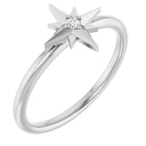 Platinum Round Natural Diamond Accented Star Ring – 2mm Stones