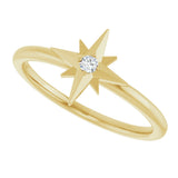 14K Gold Round Natural Diamond Accented Star Ring – 2mm Stones - Yellow Gold - view 5