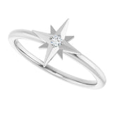 14K Gold Round Natural Diamond Accented Star Ring – 2mm Stones - White Gold - view 5
