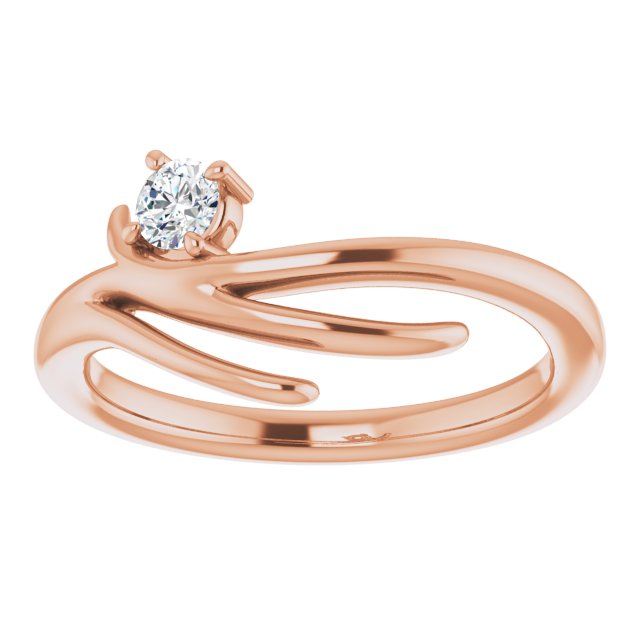 14K Gold Round Natural Diamond Solitaire Ring - Rose Gold - view 3