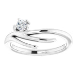 14K Gold Round Natural Diamond Solitaire Ring - White Gold - view 3