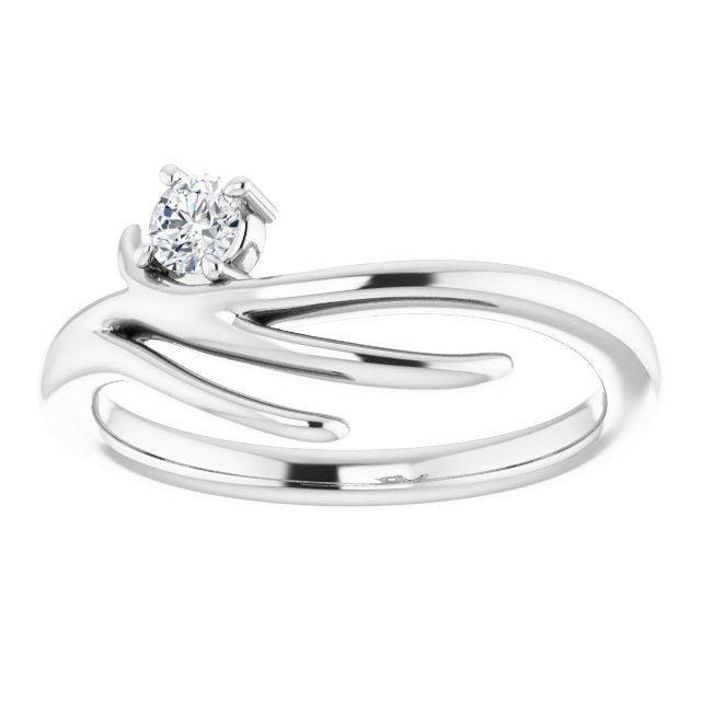 14K Gold Round Natural Diamond Solitaire Ring - White Gold - view 3