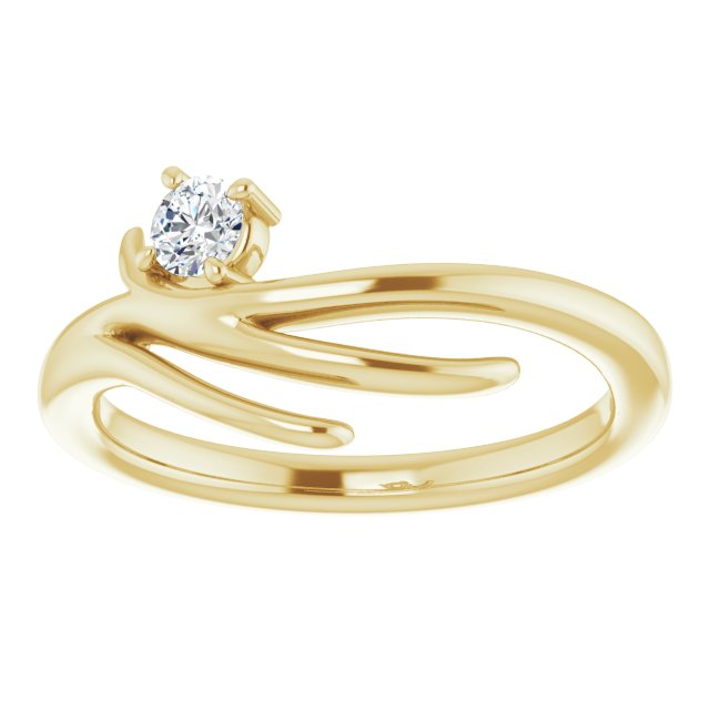 14K Gold Round Natural Diamond Solitaire Ring - Yellow Gold - view 3