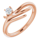 14K Gold Round Natural Diamond Solitaire Ring - Rose Gold