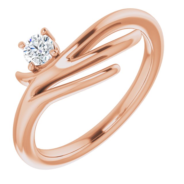 14K Gold Round Natural Diamond Solitaire Ring - Rose Gold