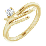 14K Gold Round Natural Diamond Solitaire Ring - Yellow Gold