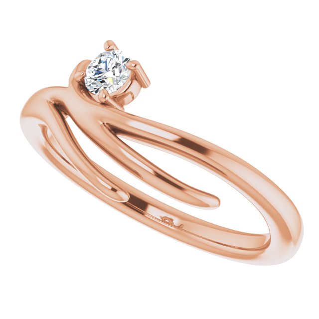 14K Gold Round Natural Diamond Solitaire Ring - Rose Gold - view 5
