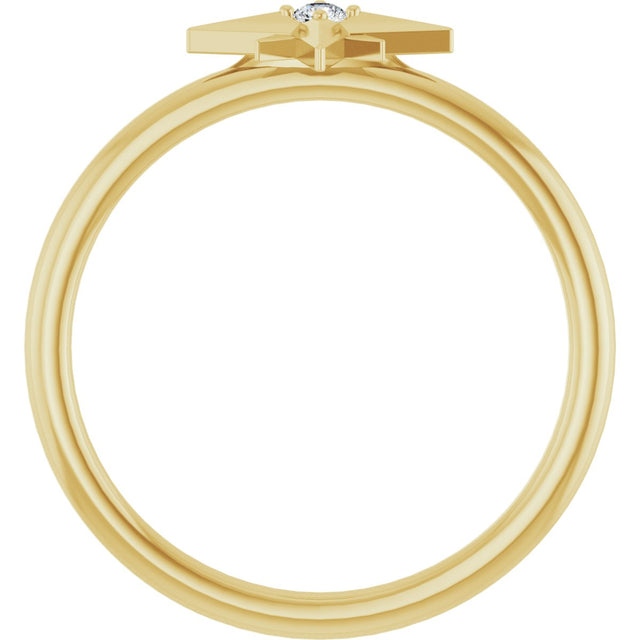 14K Gold Round Natural Diamond Accented Star Ring – 2mm Stones - Yellow Gold - view 2
