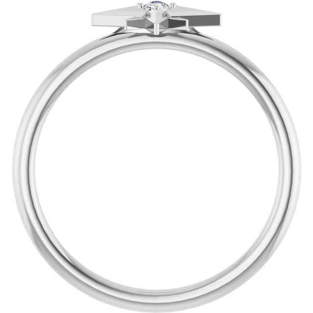 Platinum Round Natural Diamond Accented Star Ring – 2mm Stones - view 2