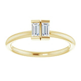 14K Gold Straight Baguette Natural Diamond Two-Stone Ring - Yellow Gold - view 3