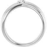 14K Gold Round Natural Diamond Solitaire Negative Space Ring - White Gold - view 2
