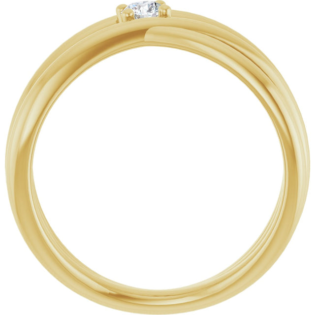 14K Gold Round Natural Diamond Solitaire Negative Space Ring - Yellow Gold - view 2