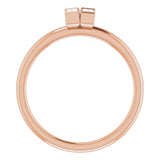 14K Gold Straight Baguette Natural Diamond Two-Stone Ring - Rose Gold - view 2