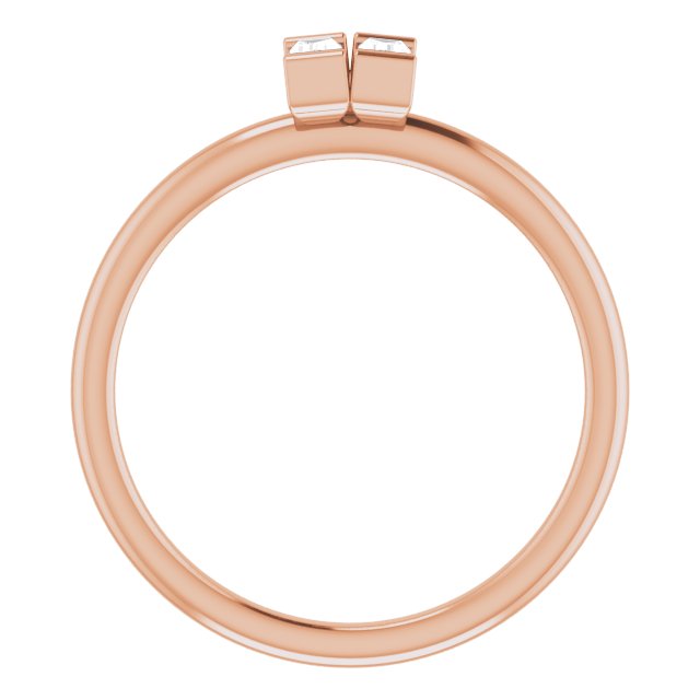 14K Gold Straight Baguette Natural Diamond Two-Stone Ring - Rose Gold - view 2