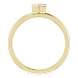 14K Gold Straight Baguette Natural Diamond Two-Stone Ring - Yellow Gold - view 2