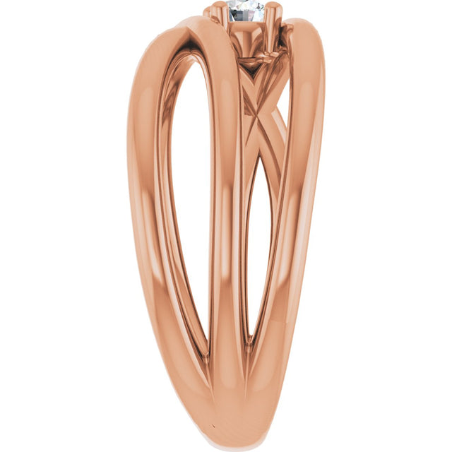 14K Gold Round Natural Diamond Solitaire Negative Space Ring - Rose Gold - view 4