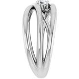14K Gold Round Natural Diamond Solitaire Negative Space Ring - White Gold - view 4