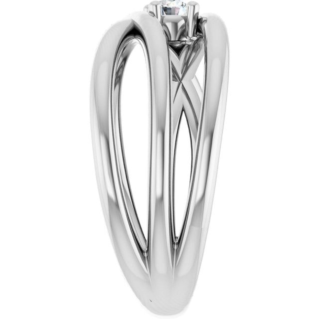 14K Gold Round Natural Diamond Solitaire Negative Space Ring - White Gold - view 4
