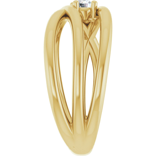 14K Gold Round Natural Diamond Solitaire Negative Space Ring - Yellow Gold - view 4